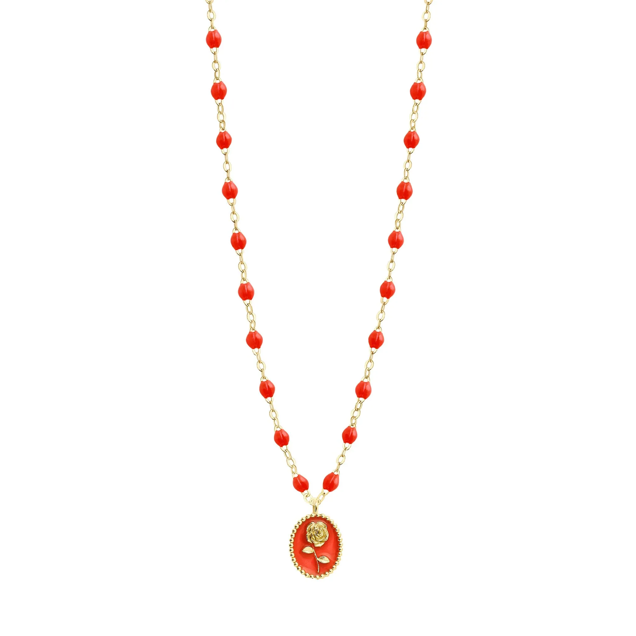 Coral Rose Necklace, Yellow Gold, 16.5"