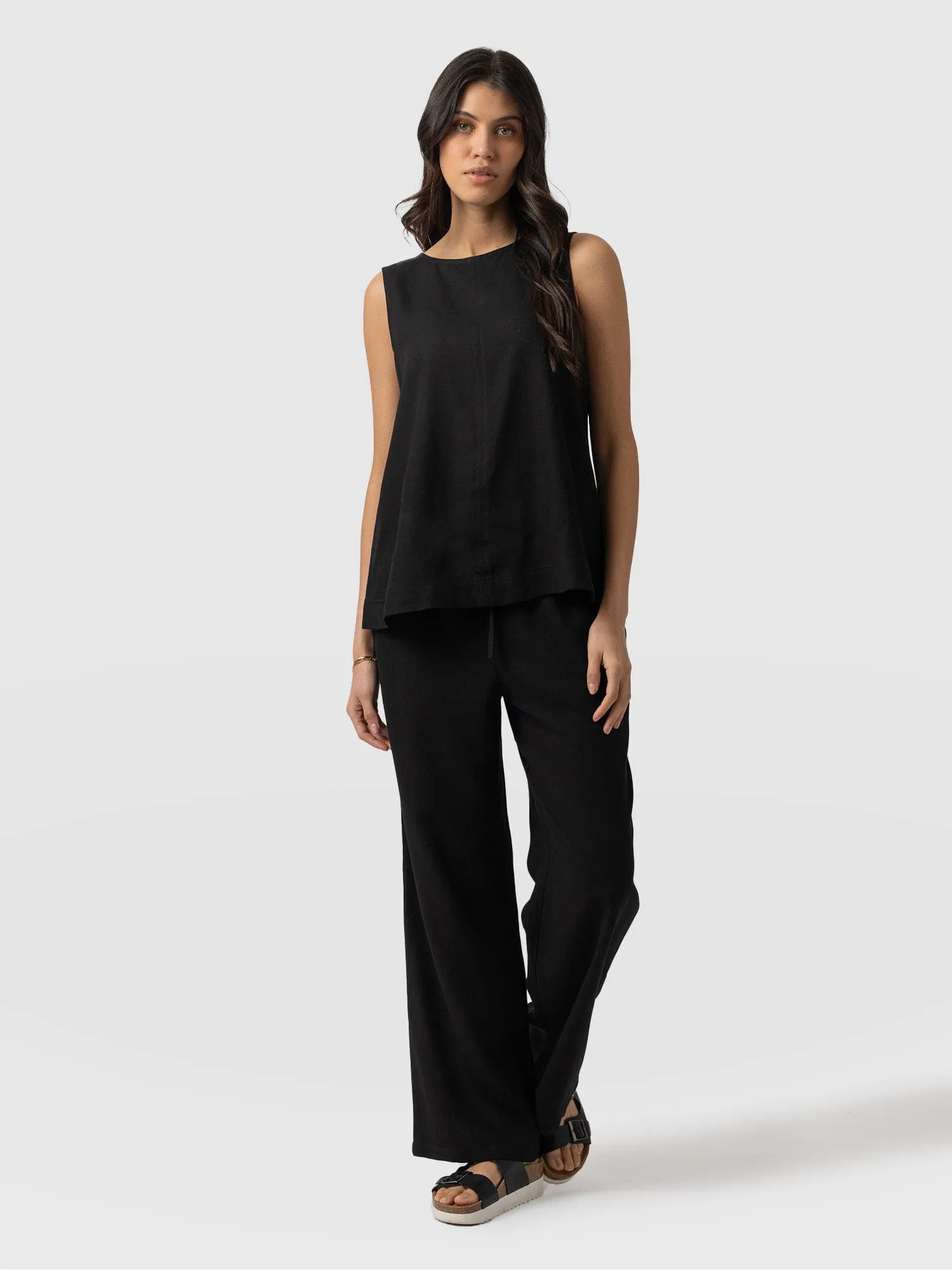 Corinne Linen Pant - Black