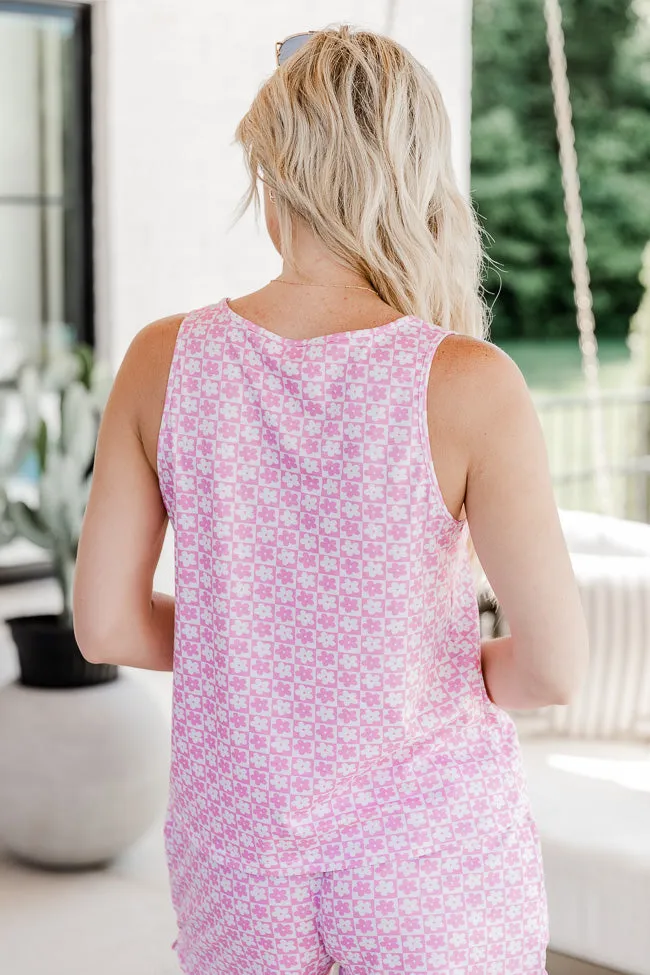 Crazy Daisy Pink Checkered Pajama Tank Top FINAL SALE