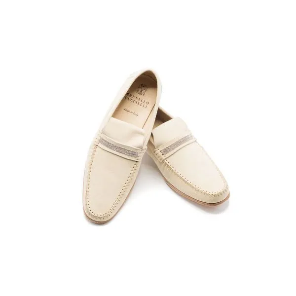 Cream Suede Loafers