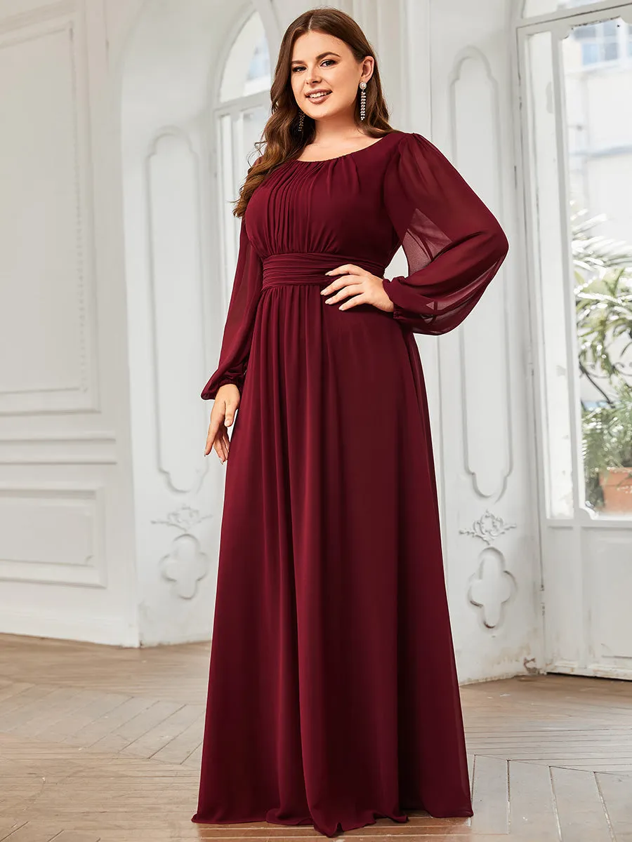 Custom Size Round Neck Wholesale Bridesmaid Dresses with Long Lantern Sleeves