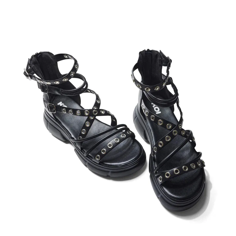 Dark Writings Strappy Chunky Sandals - Black