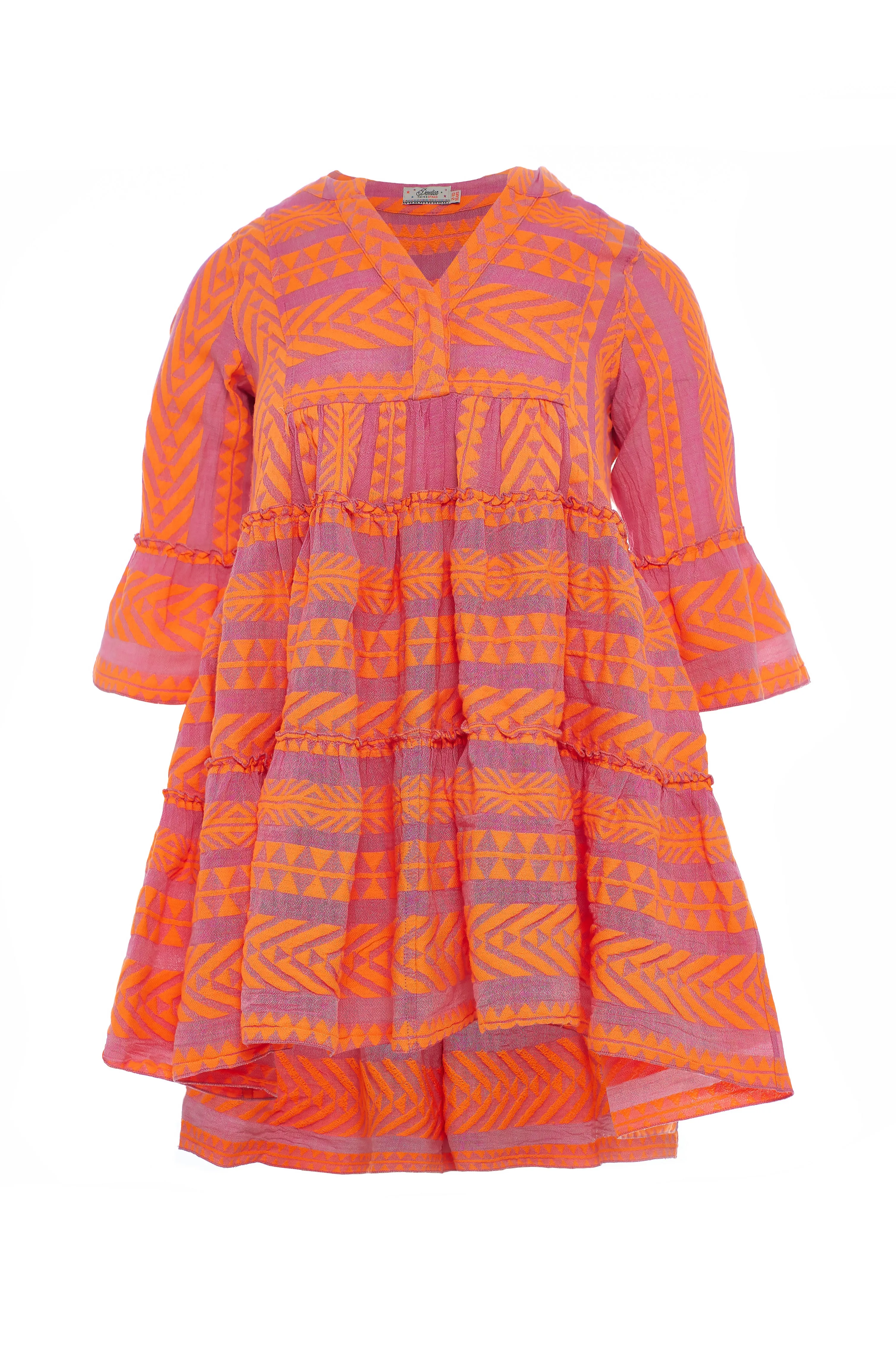 Devotion Twins Neon Orange/Fushia Ella Short Dress