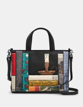 Dickens Bookworm Black Leather Multiway Grab Bag