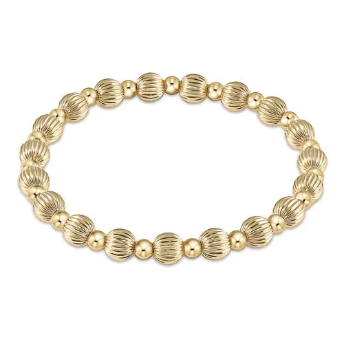 Dignity Grateful Pattern 6mm Gold Bead Bracelet