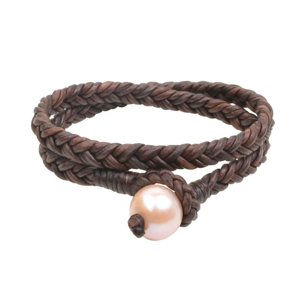 Double Wrap Flat Braid Bracelet | Pink