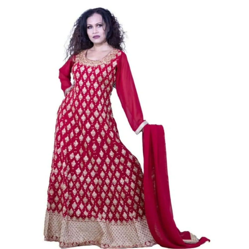 Dressy Anarkali with gold embroidery