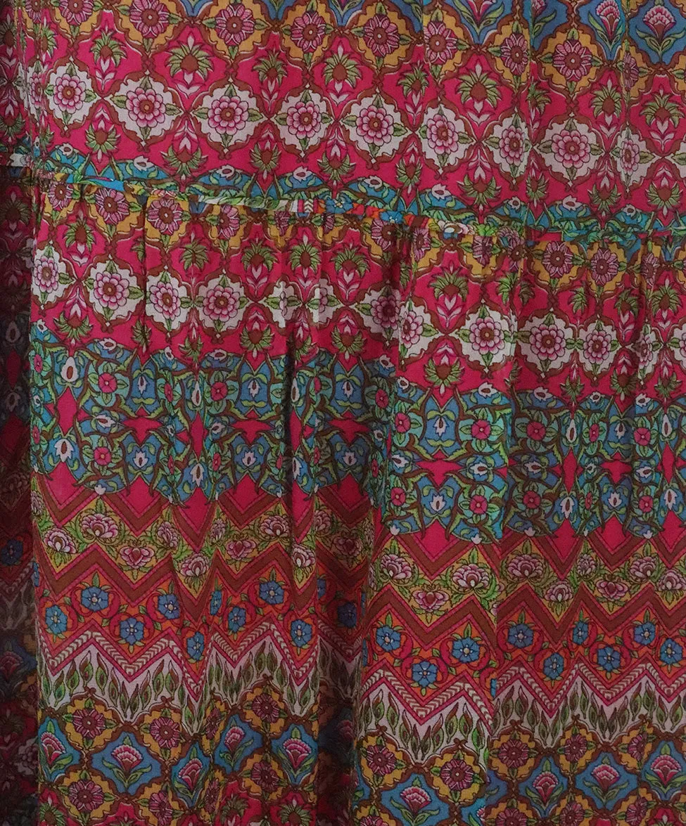 DVF Pink & Multi Print Silk Skirt sz 8