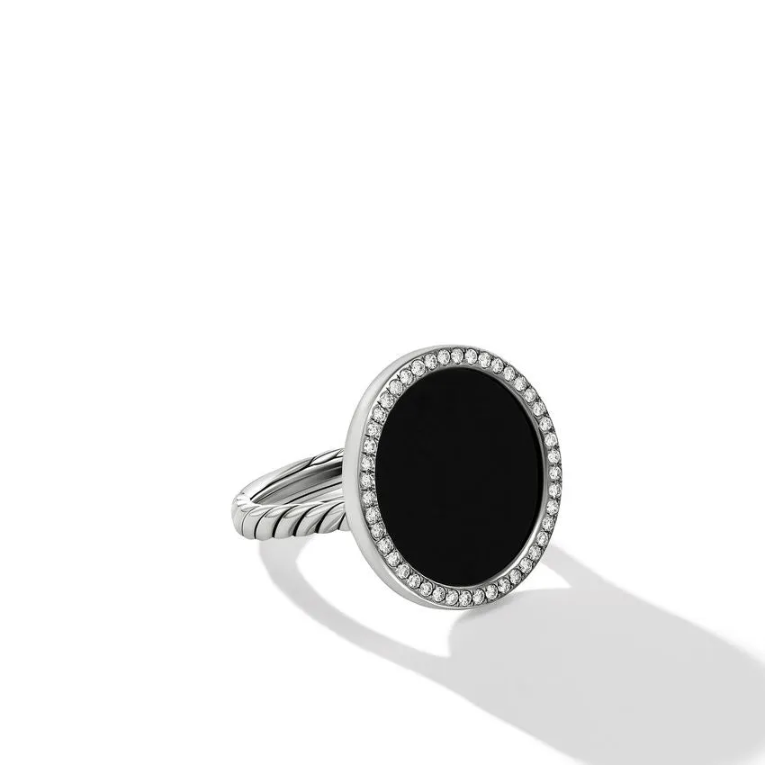 DY Elements Ring with Black Onyx and Pave Diamonds, 21MM