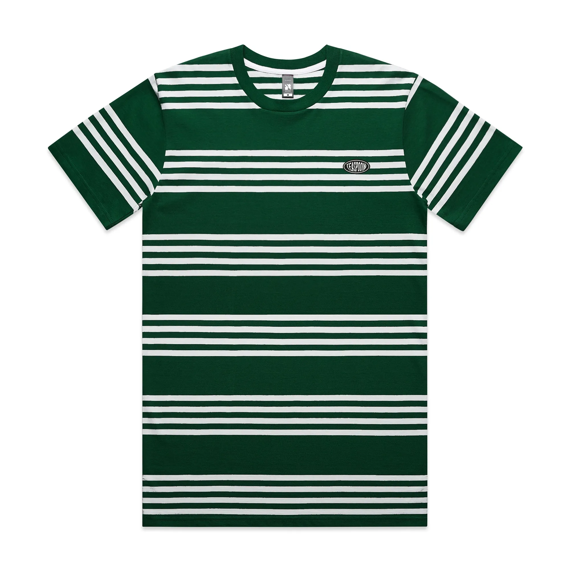 Elipse logo broderie - Classic Quad Stripe Tee - White and Green