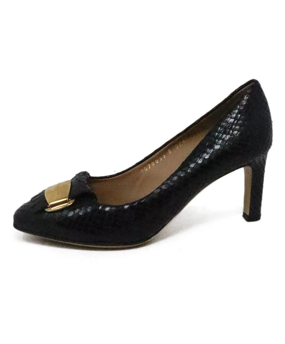 Ferragamo Black Python Heels sz 5.5