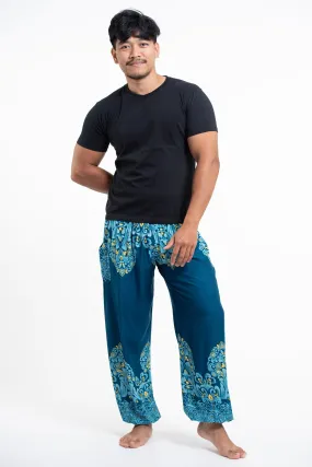 Floral Vines Men's Harem Pants in Turquoise