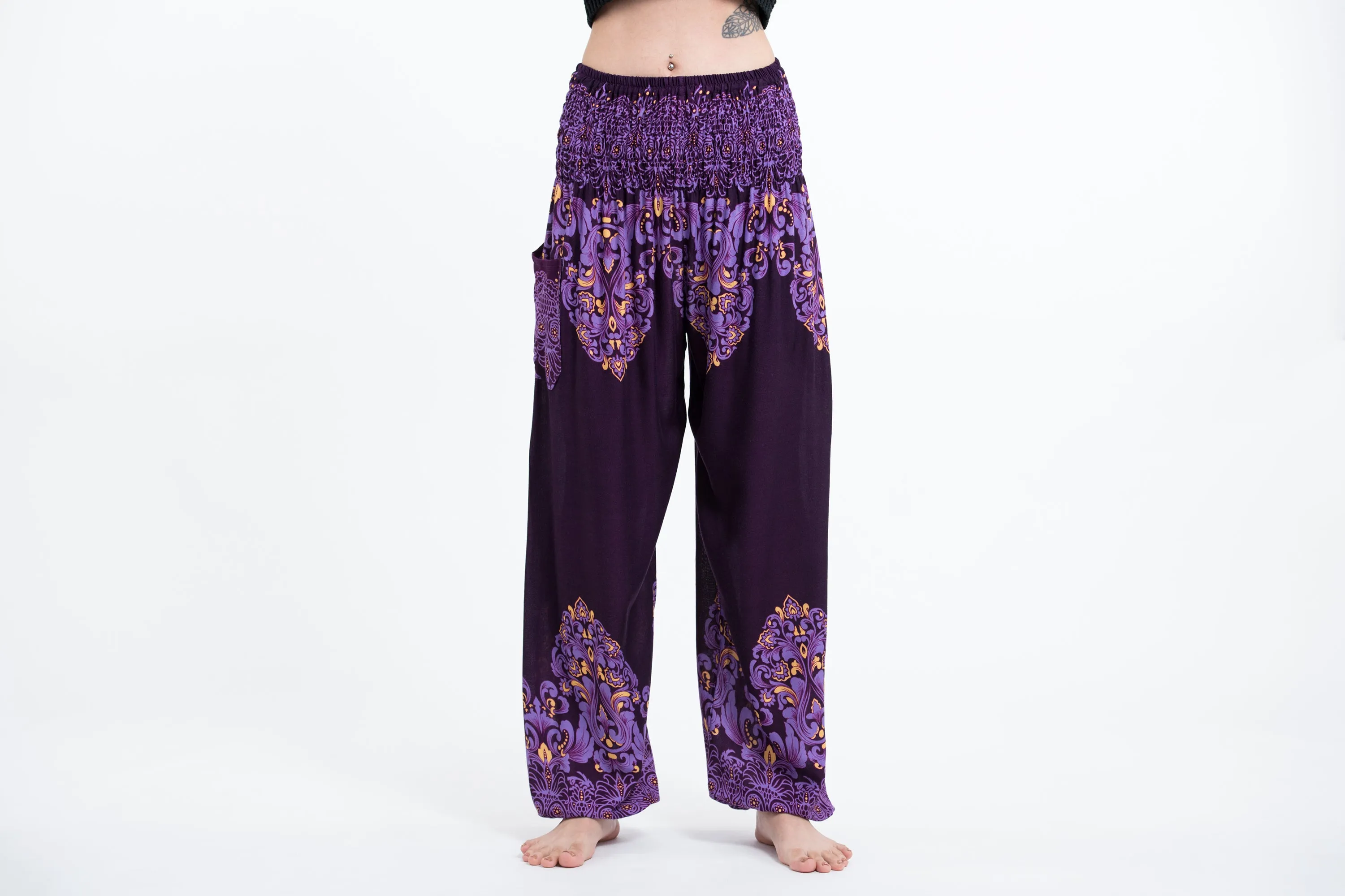 Floral Vines Women's Harem Pants in Purple