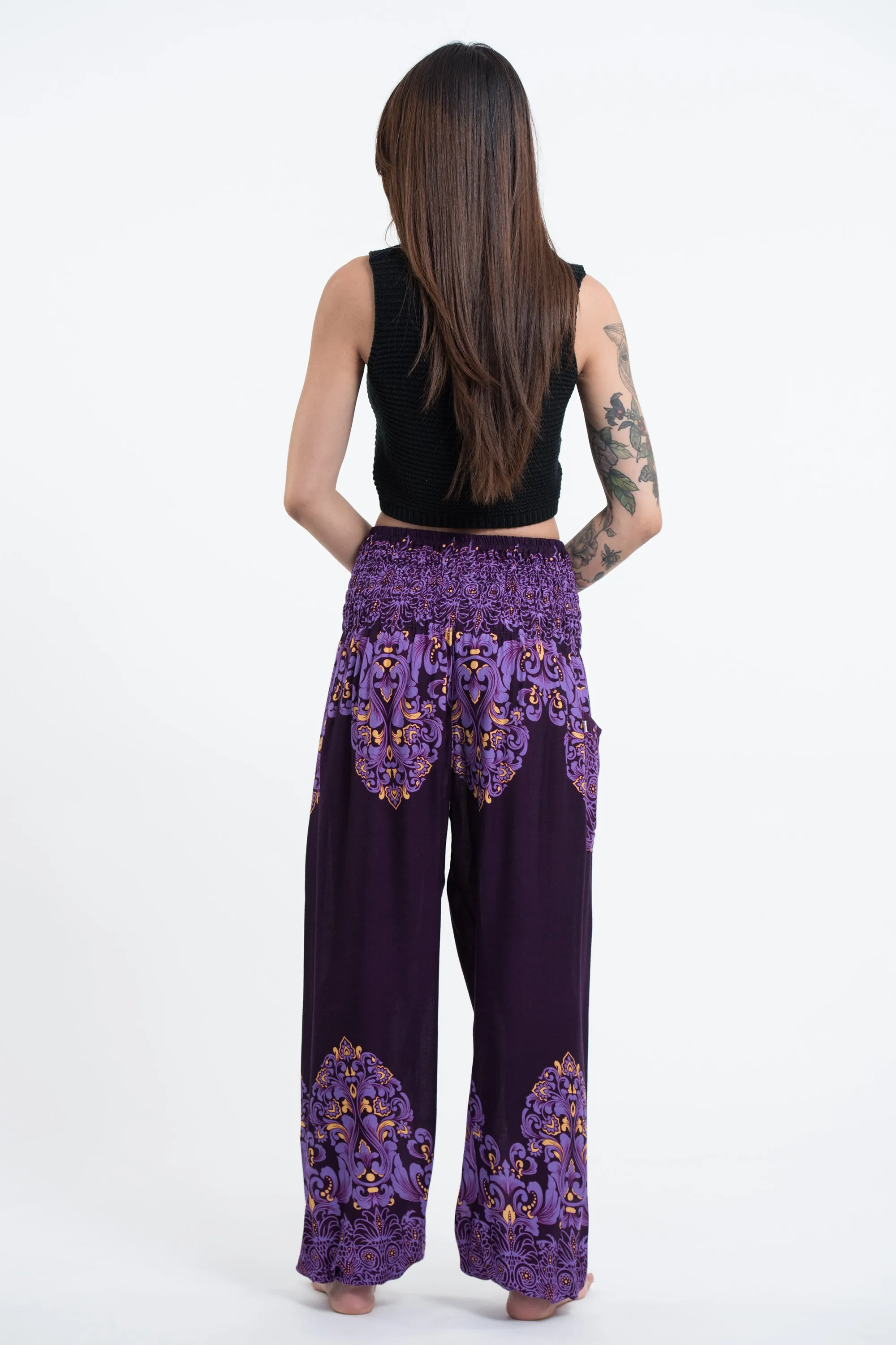 Floral Vines Women's Harem Pants in Purple