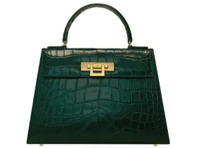 Fonteyn Large Orinoco 'Croc' Print Calf Leather Handbag - Dark Green