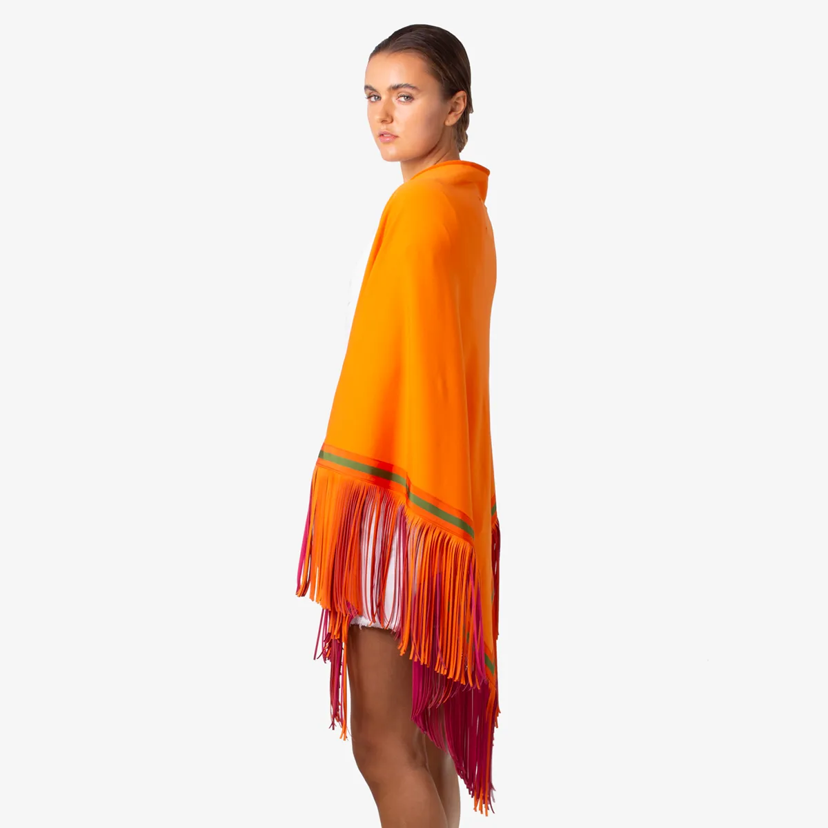 Fringe Triangle Stole "ANNA Orange"