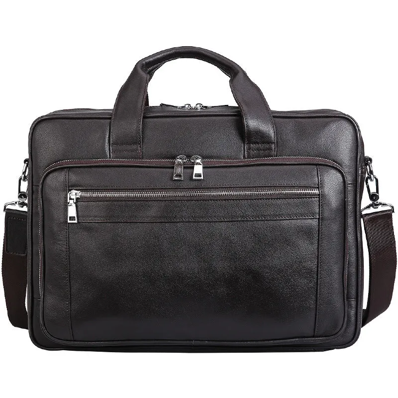 Full Grain Leather Briefcase Men Handbag Laptop Bag Large Shoulder Messenger Bag