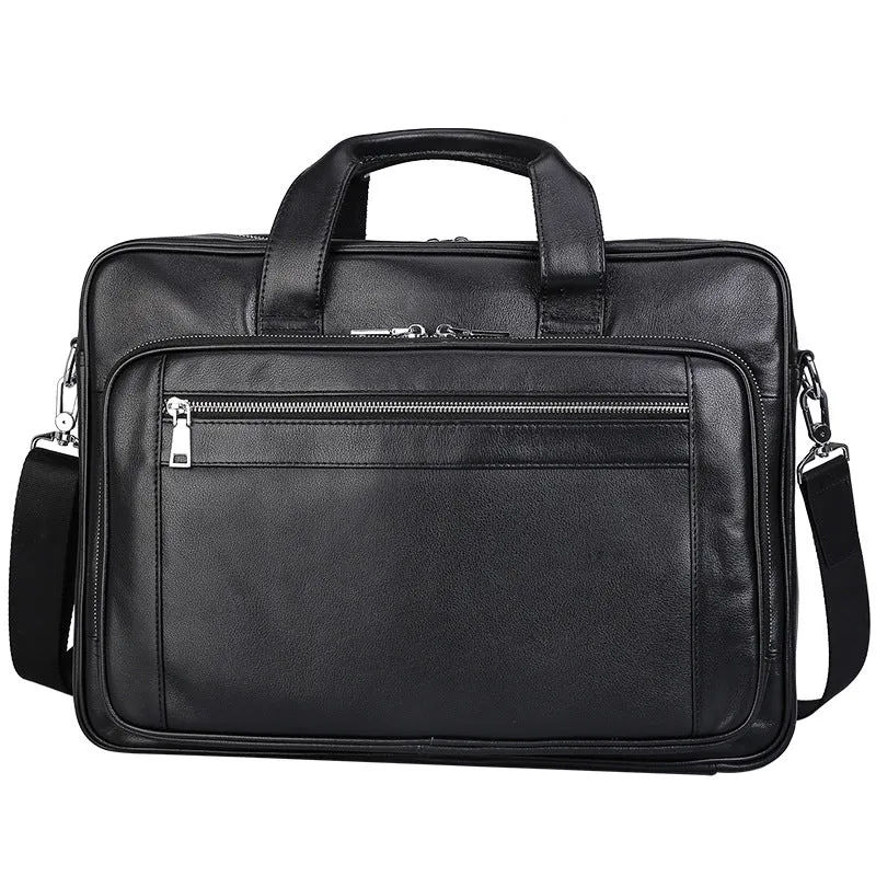 Full Grain Leather Briefcase Men Handbag Laptop Bag Large Shoulder Messenger Bag