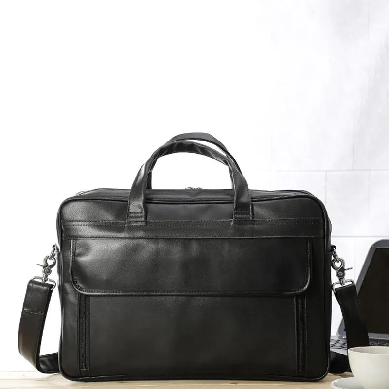 Full Grain Leather Business Briefcase Men Laptop Tote Bag Shoulder Messenger Bags