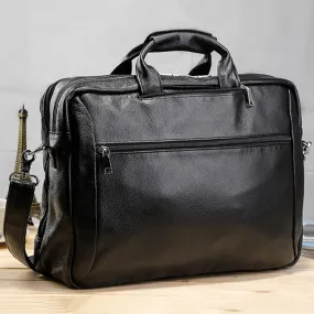 Full Grain Leather Men Briefcase Multifunctional Backpack Large Capacity Laptop Bag