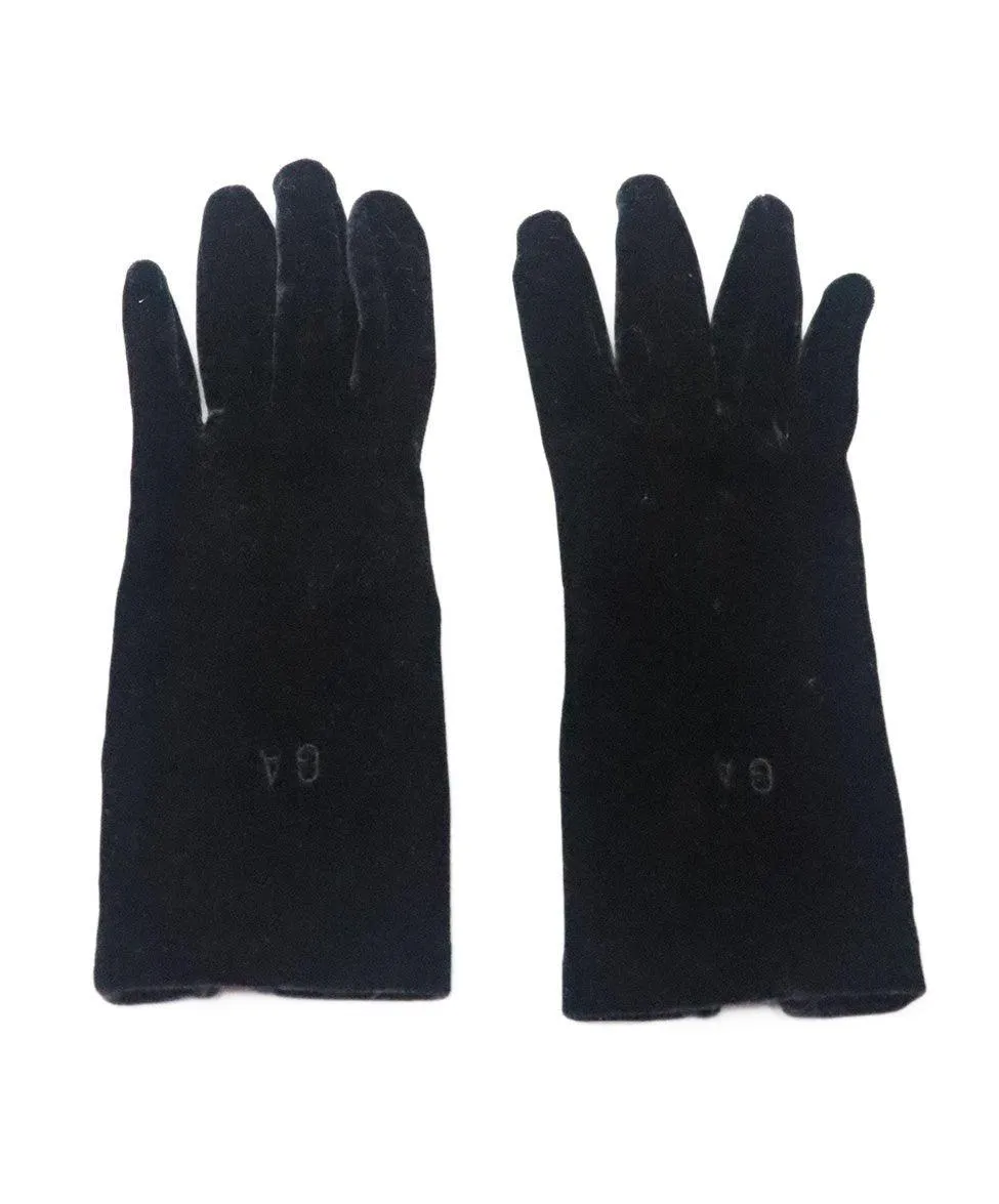 Giorgio Armani Black Velvet Gloves sz 6.5