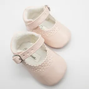 Girls Pink Pram Shoes with Buckle