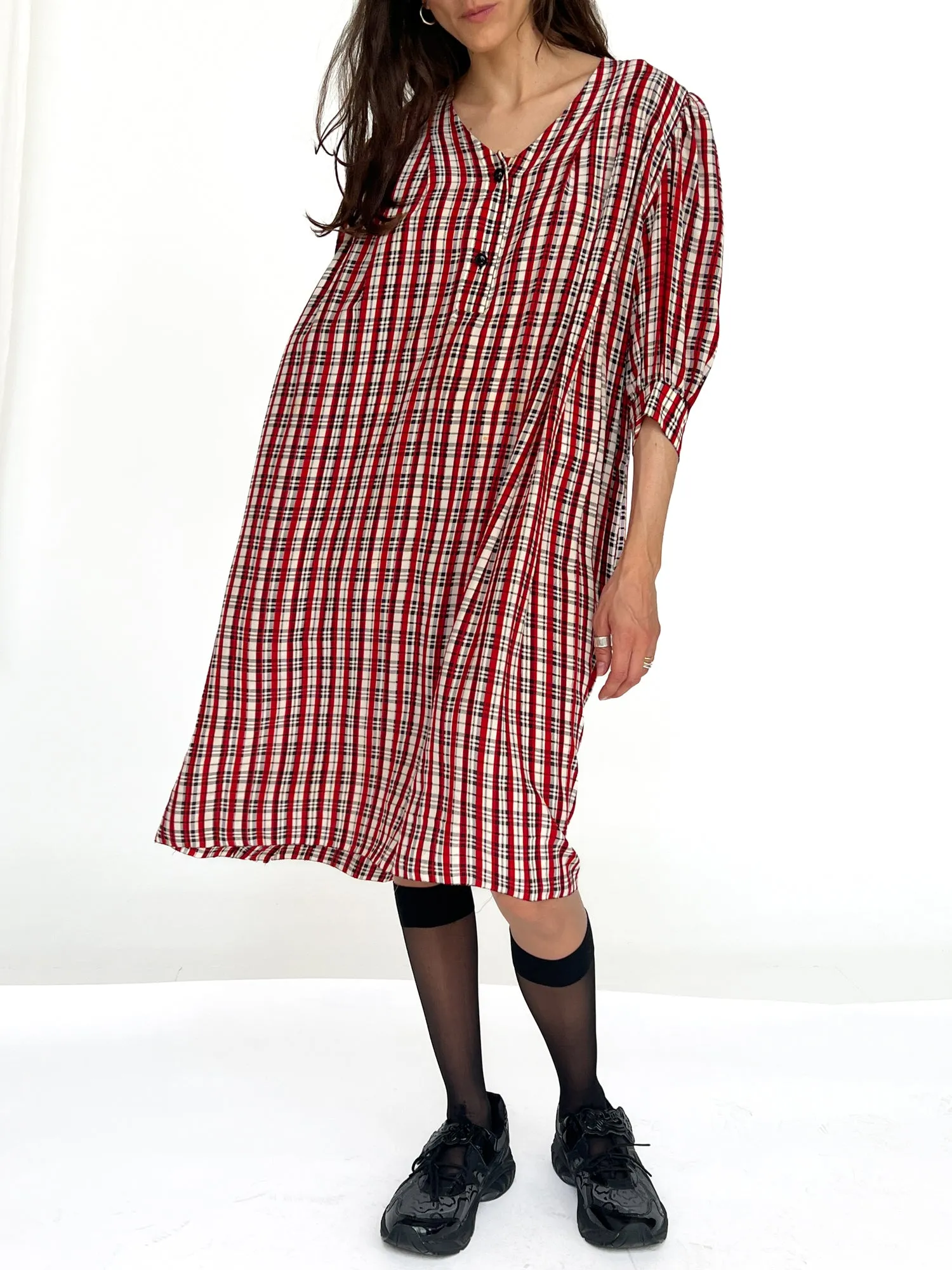 Givenchy Plaid Silk Voluminous Dress (L)