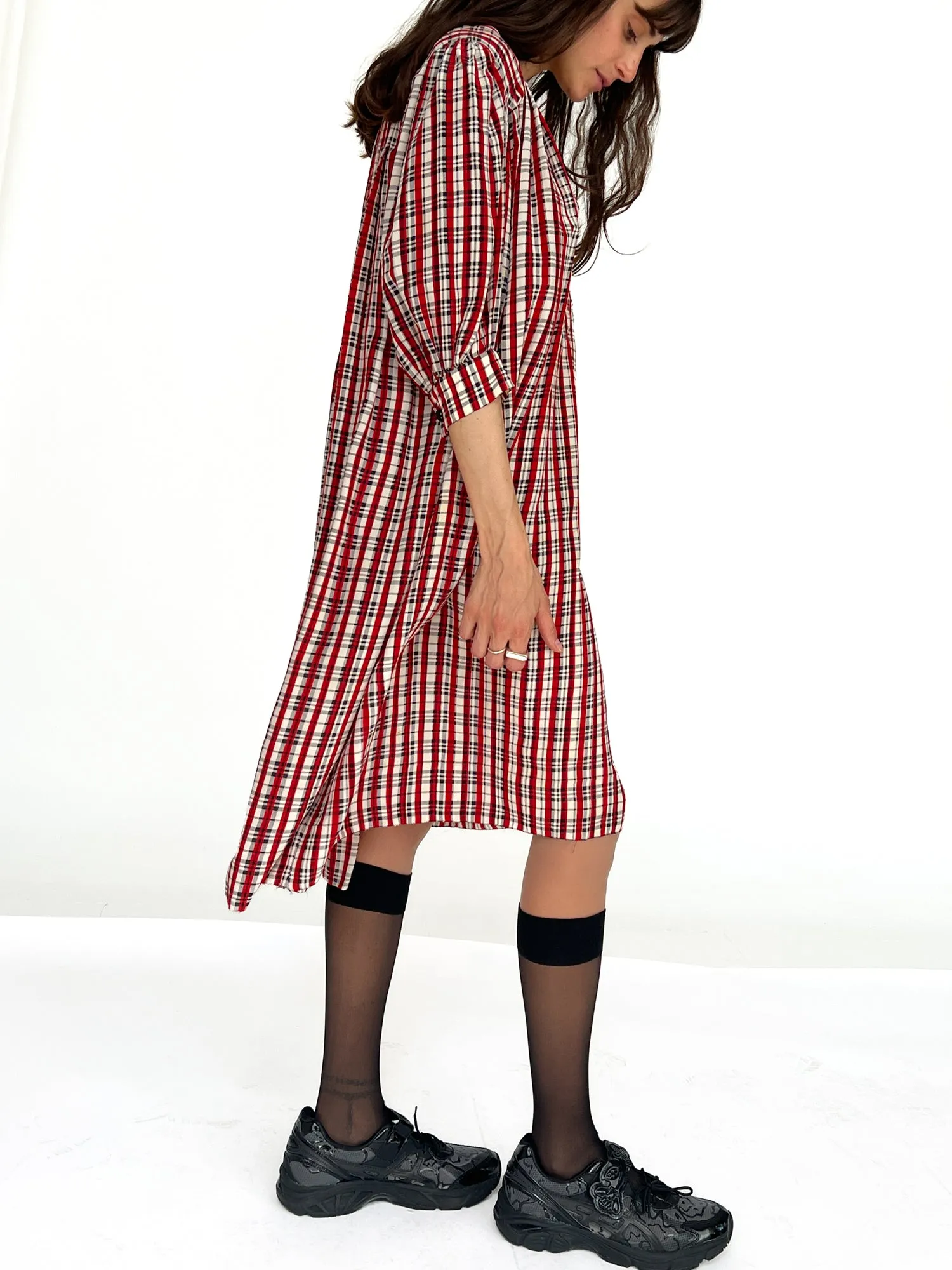 Givenchy Plaid Silk Voluminous Dress (L)