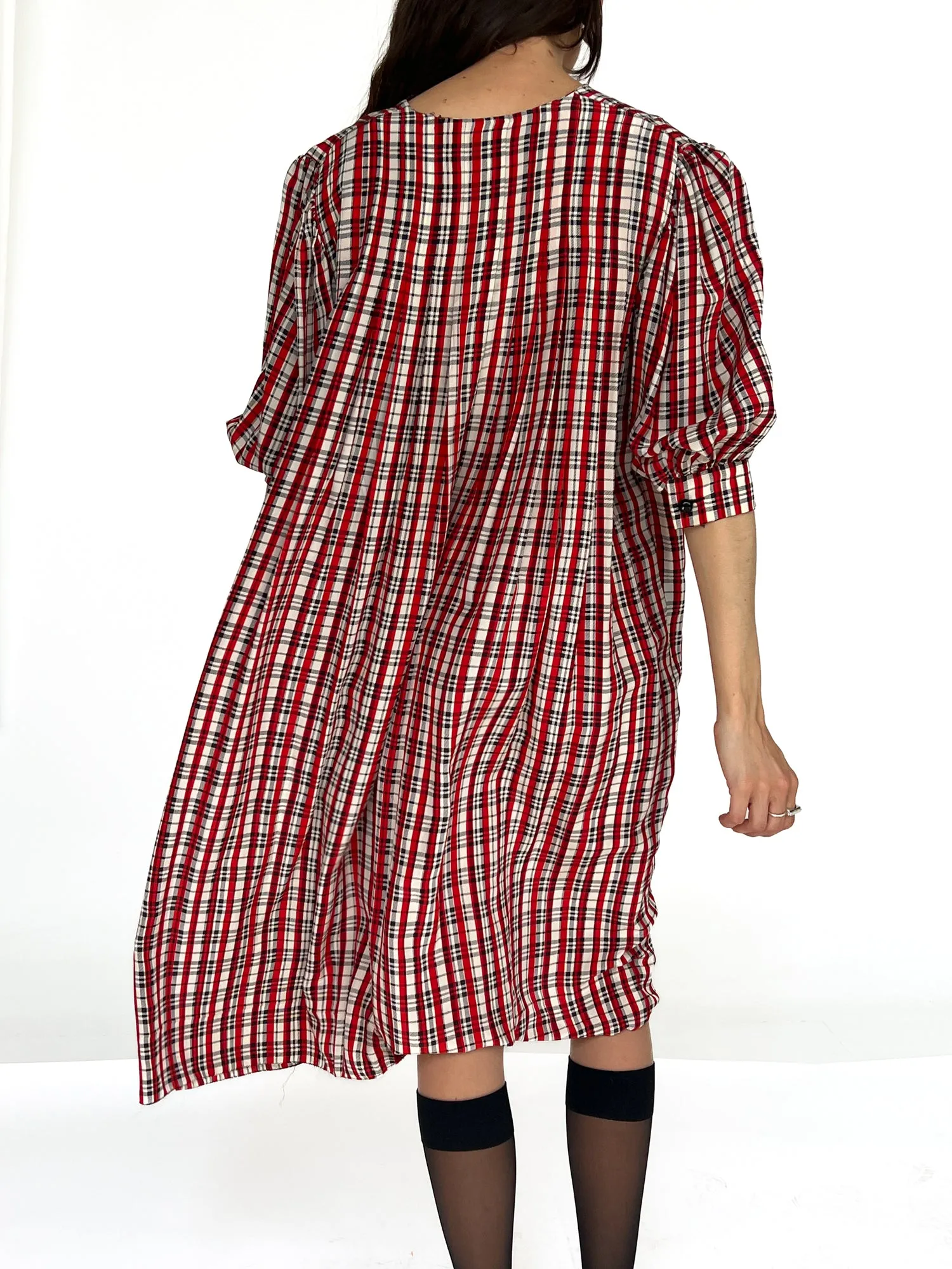 Givenchy Plaid Silk Voluminous Dress (L)