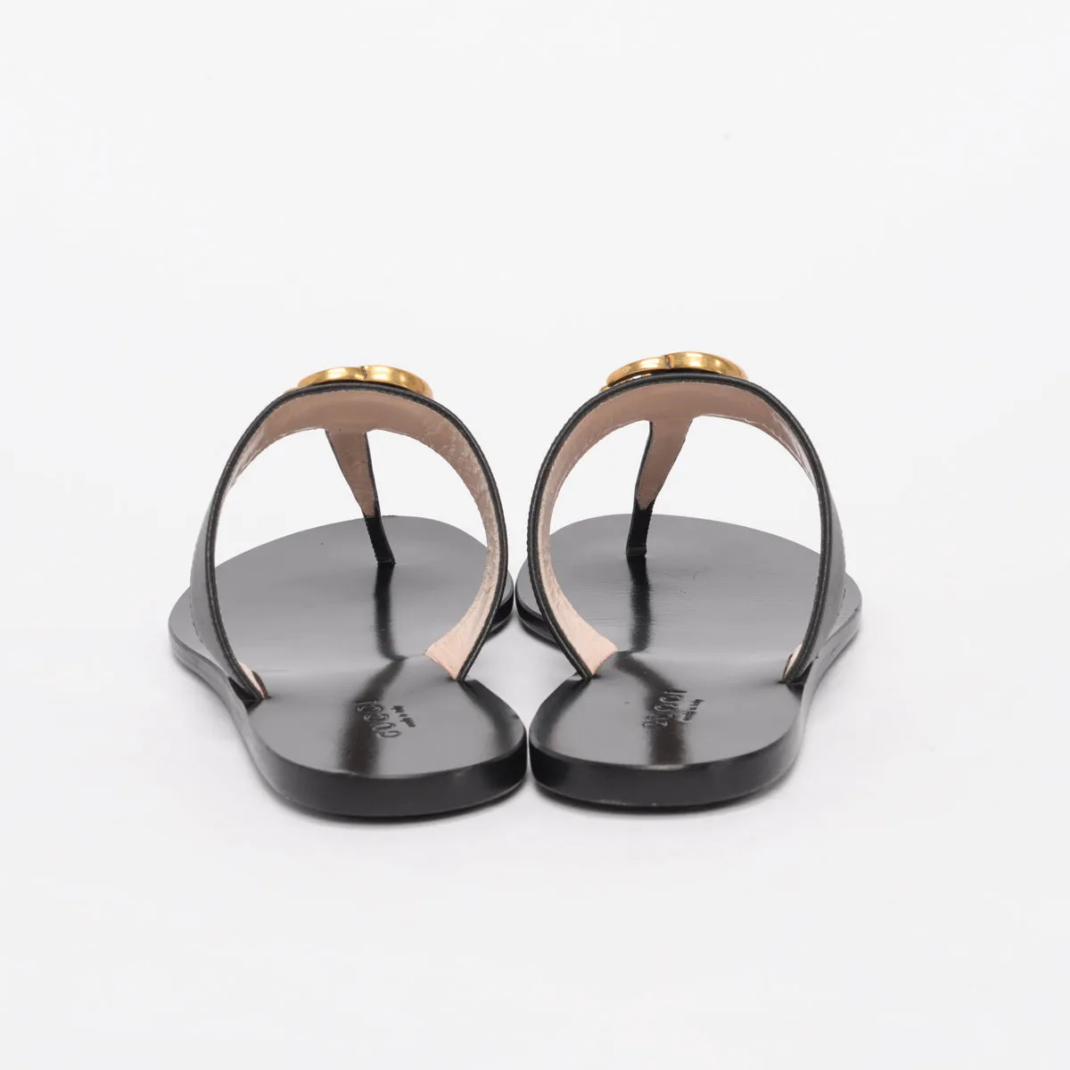 Gucci Black Leather Lifford Thong Sandals 36.5