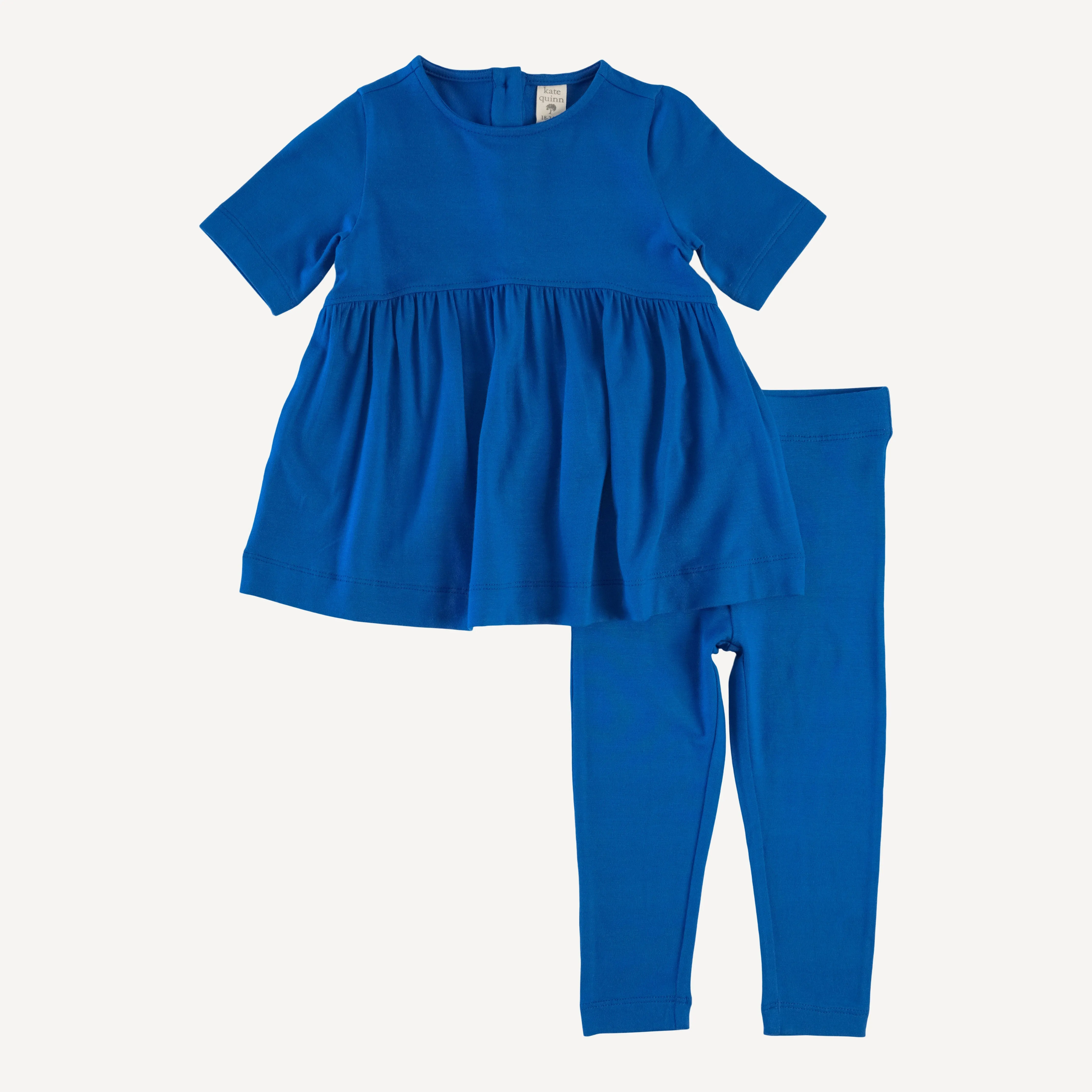 half sleeve asymmetrical gathered top   legging set | fountain blue | bamboo