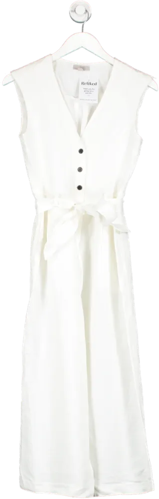 H&M White V Neck Jumpsuit UK 6