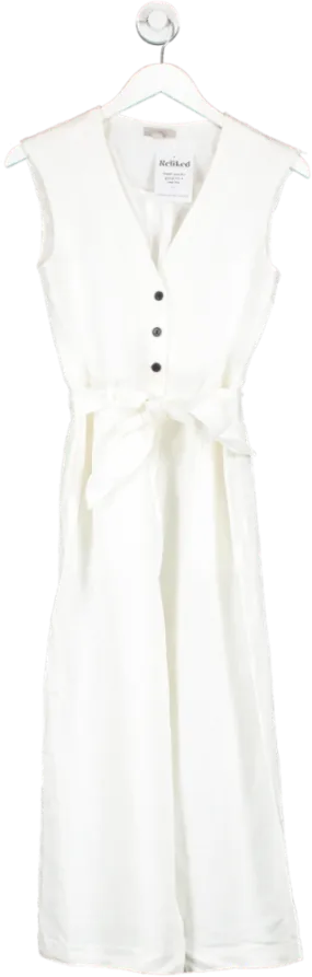 H&M White V Neck Jumpsuit UK 6