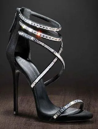 'Harley' Embellished Sandals - Black or Nude