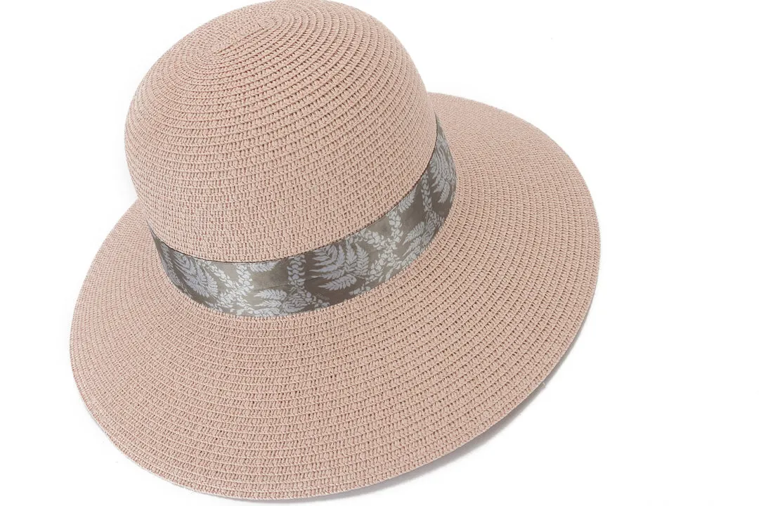 Hat Orchid Pink Fern Lei Brown