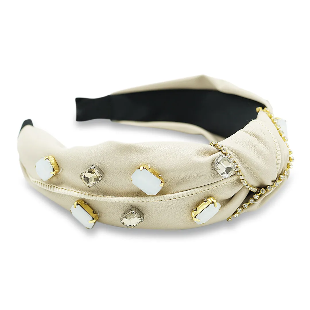 Head Band- Rhinestone Embellished in Nude