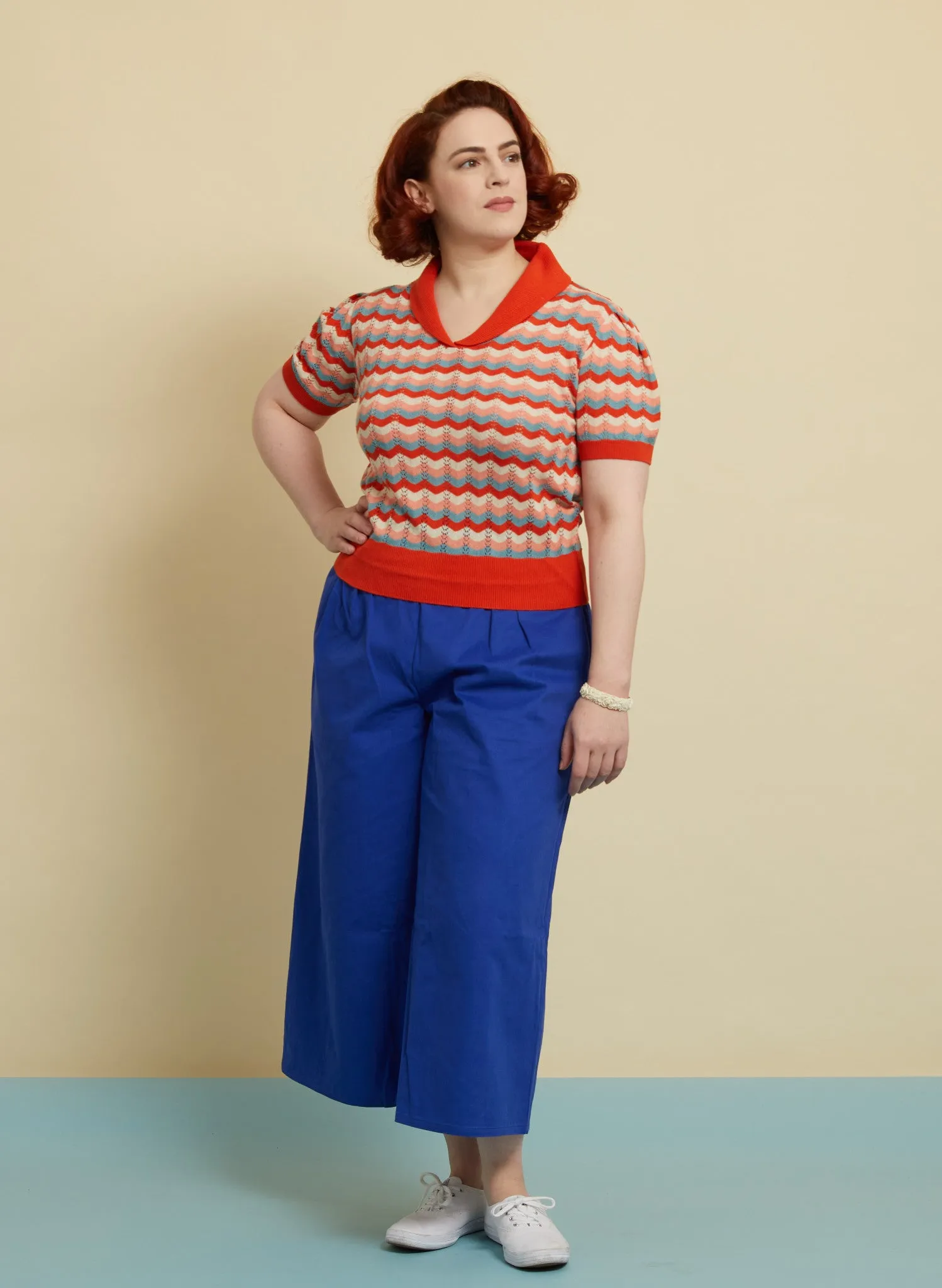 Hilary Knitted Cotton Top - Red Refresher