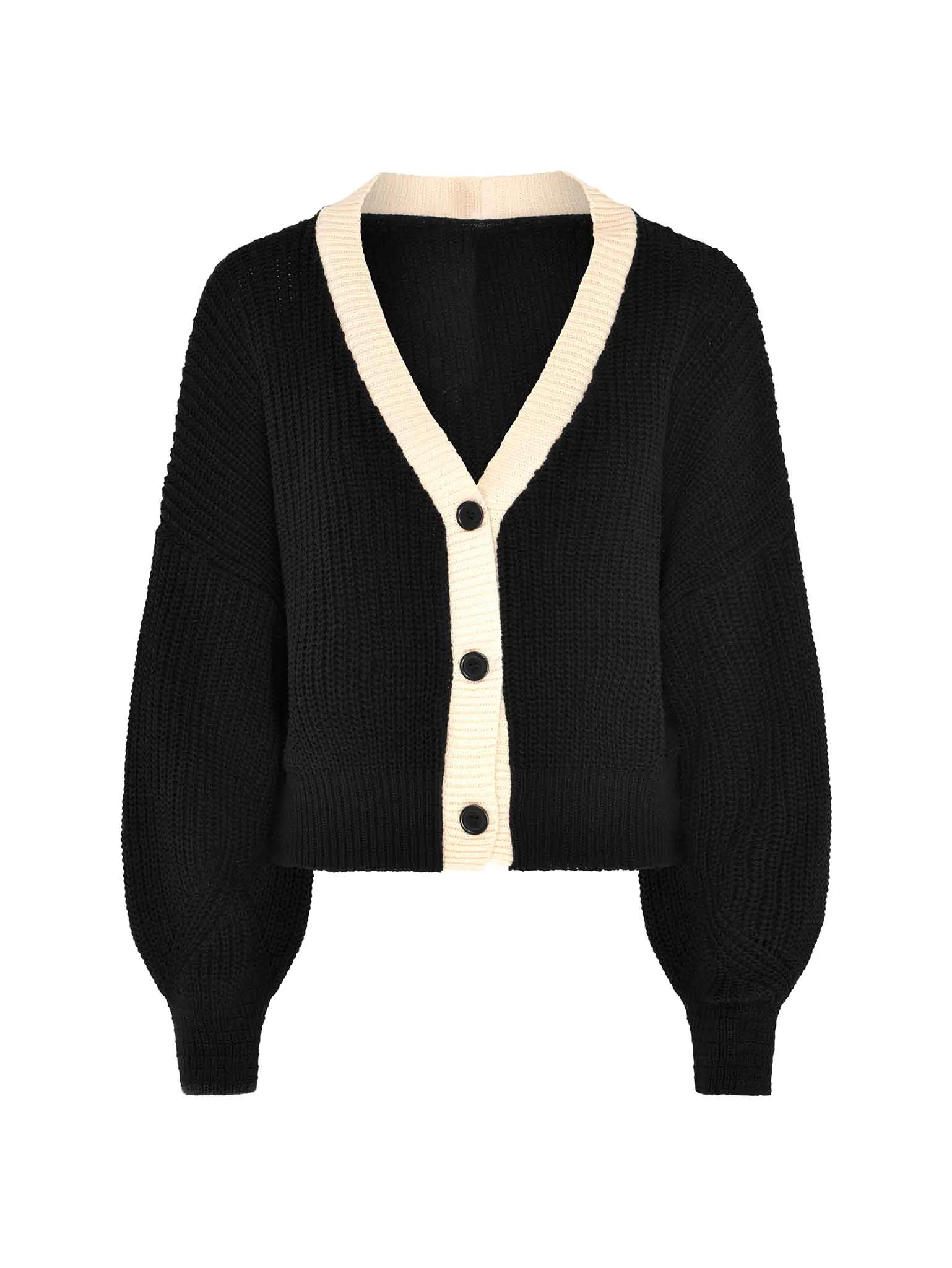 Hopper Oversized Cardigan in Black & Cream