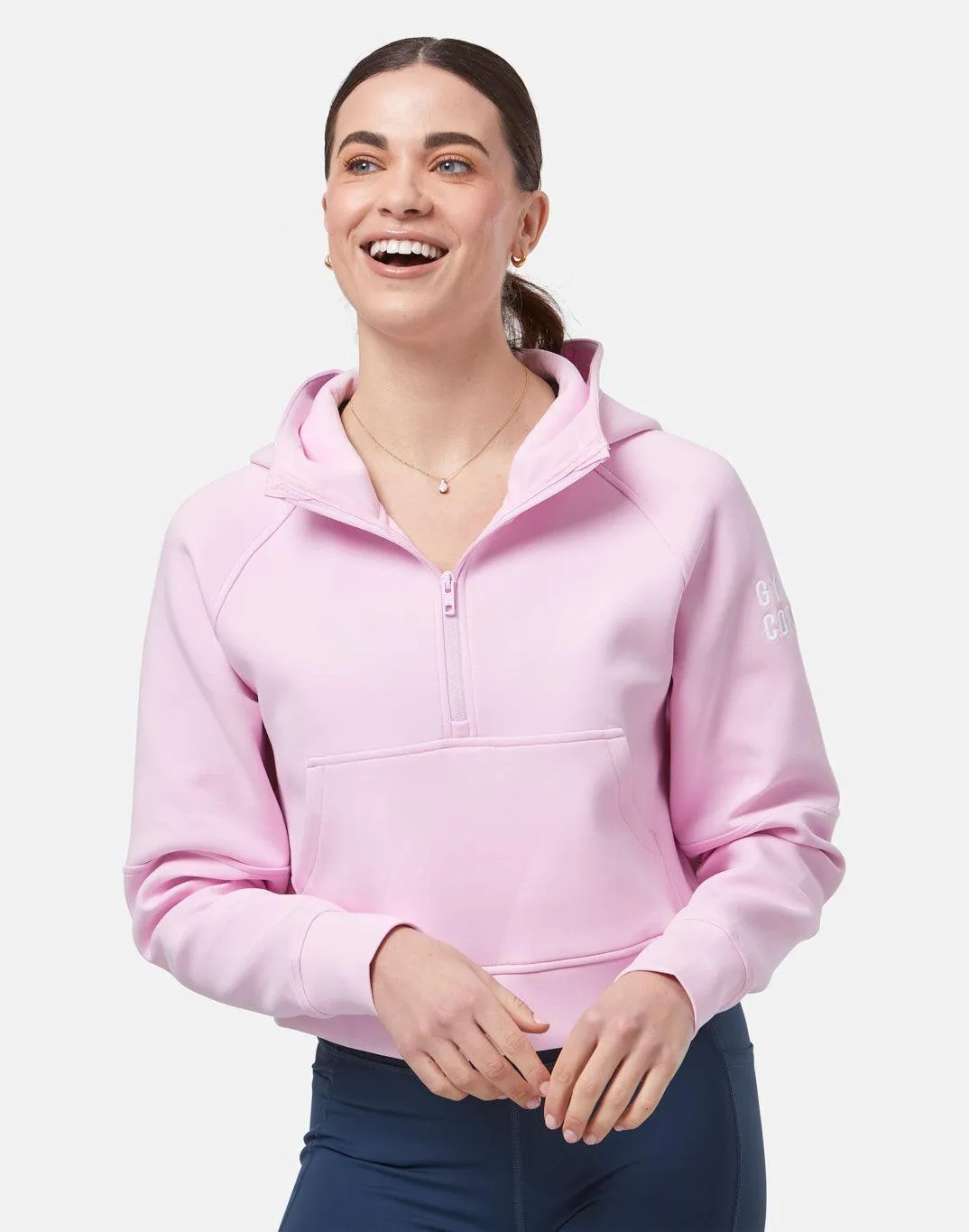 Ignite Half Zip Hoodie in Baby Pink