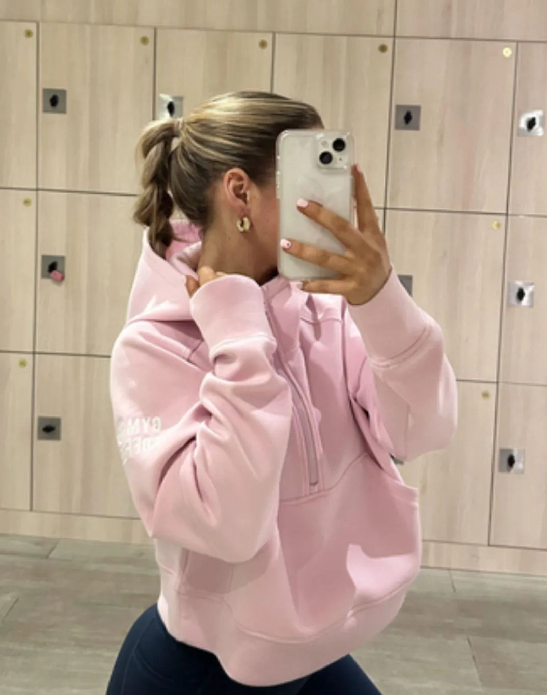 Ignite Half Zip Hoodie in Baby Pink