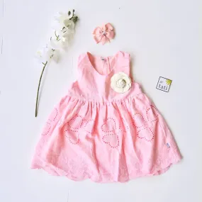 Iris Dress in Pink Hearts Eyelet