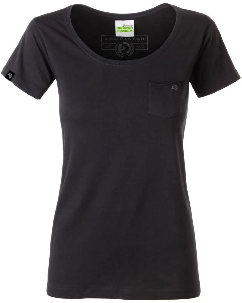 JAN 8003 ― Damen Bio-Baumwolle T-Shirt mit Brusttasche - Schwarz