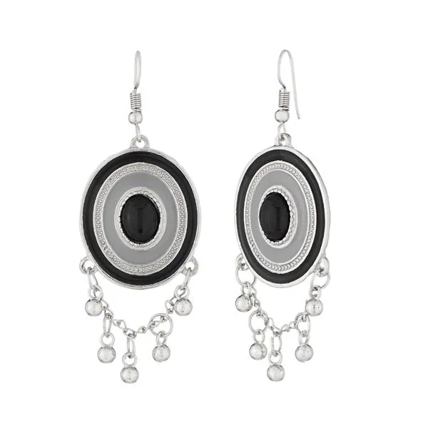 Jeweljunk Black Meenakari Rhodium Plated Afghani Earrings