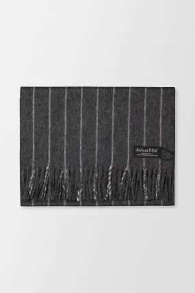 Joshua Ellis Mid Steel/White Grey Chalkstripe Scarf