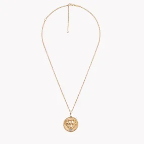 Large Lion Diamond Coin Necklace