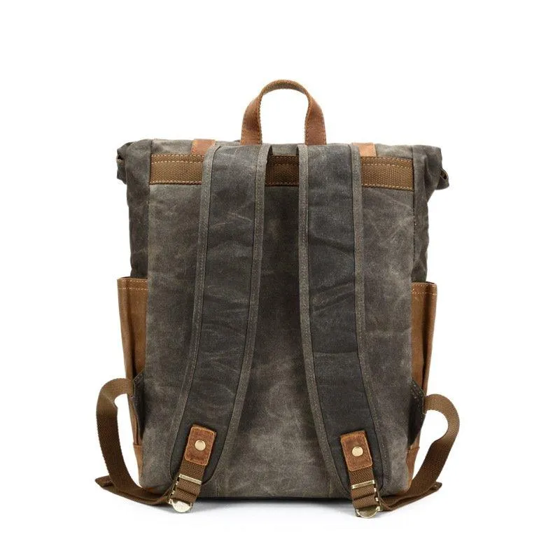 Leather and Canvas Backpack, DSLR Camera Bag, Camera Backpack, School Backpack