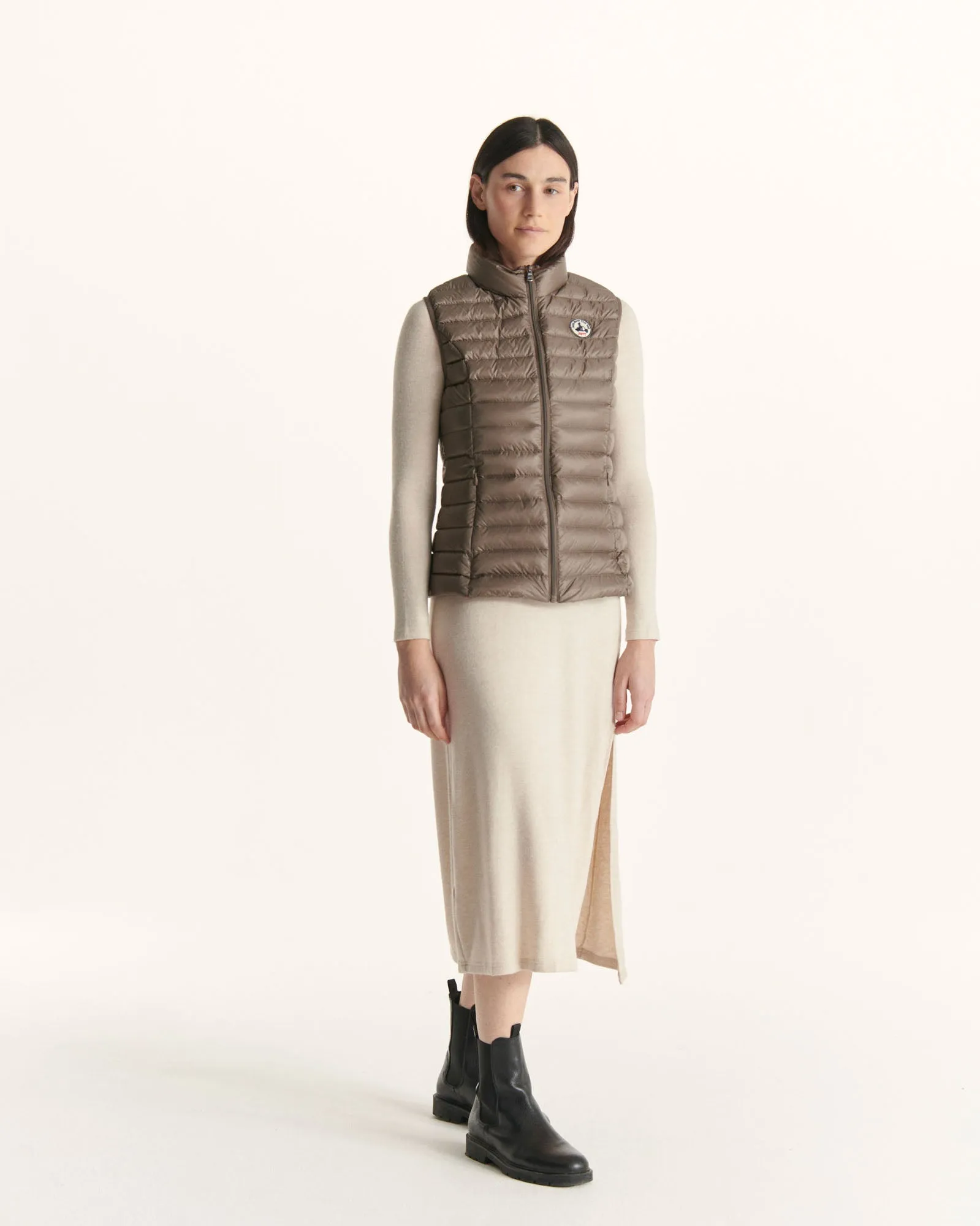 Light sleeveless down jacket Taupe Seda