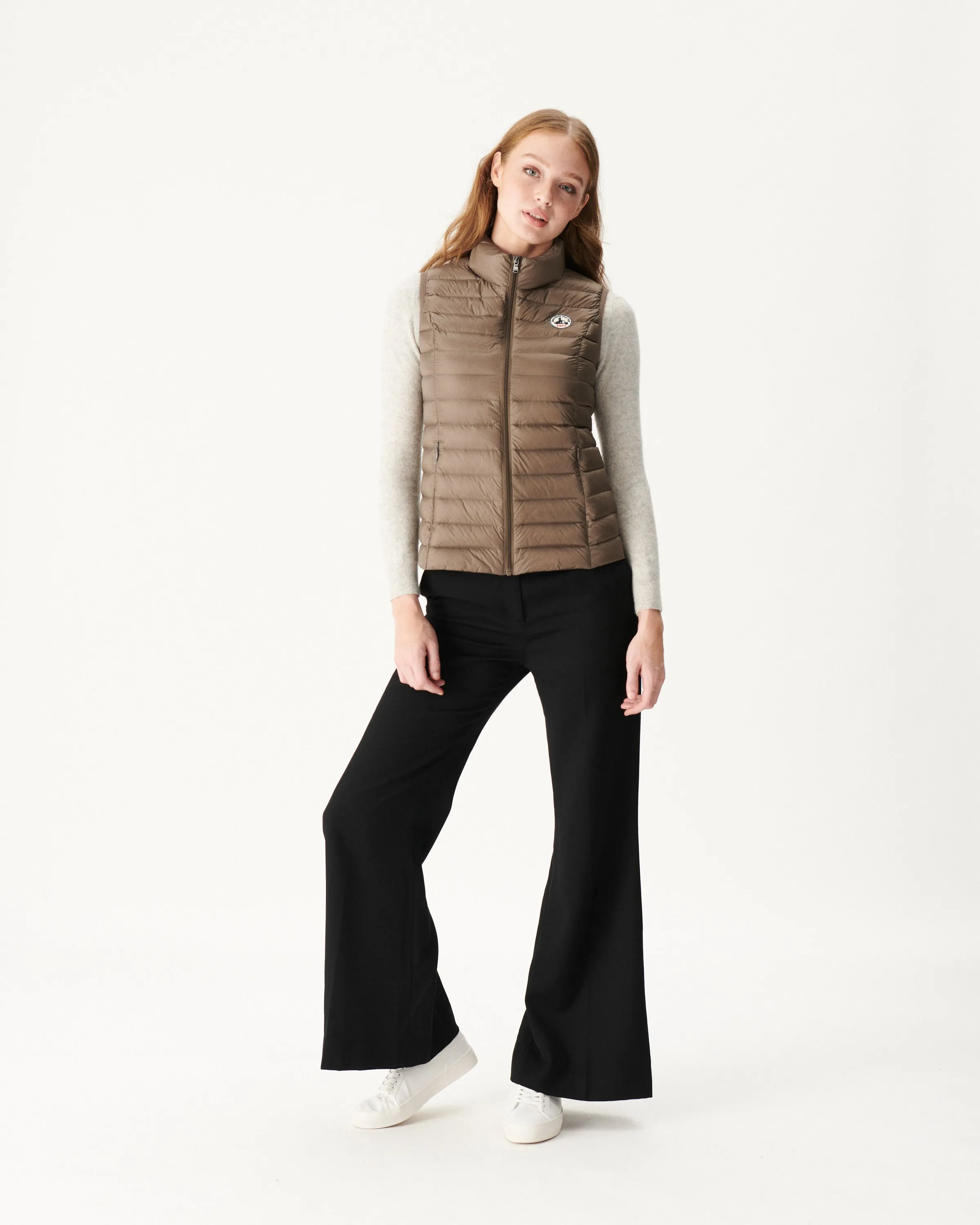 Light sleeveless down jacket Taupe Seda