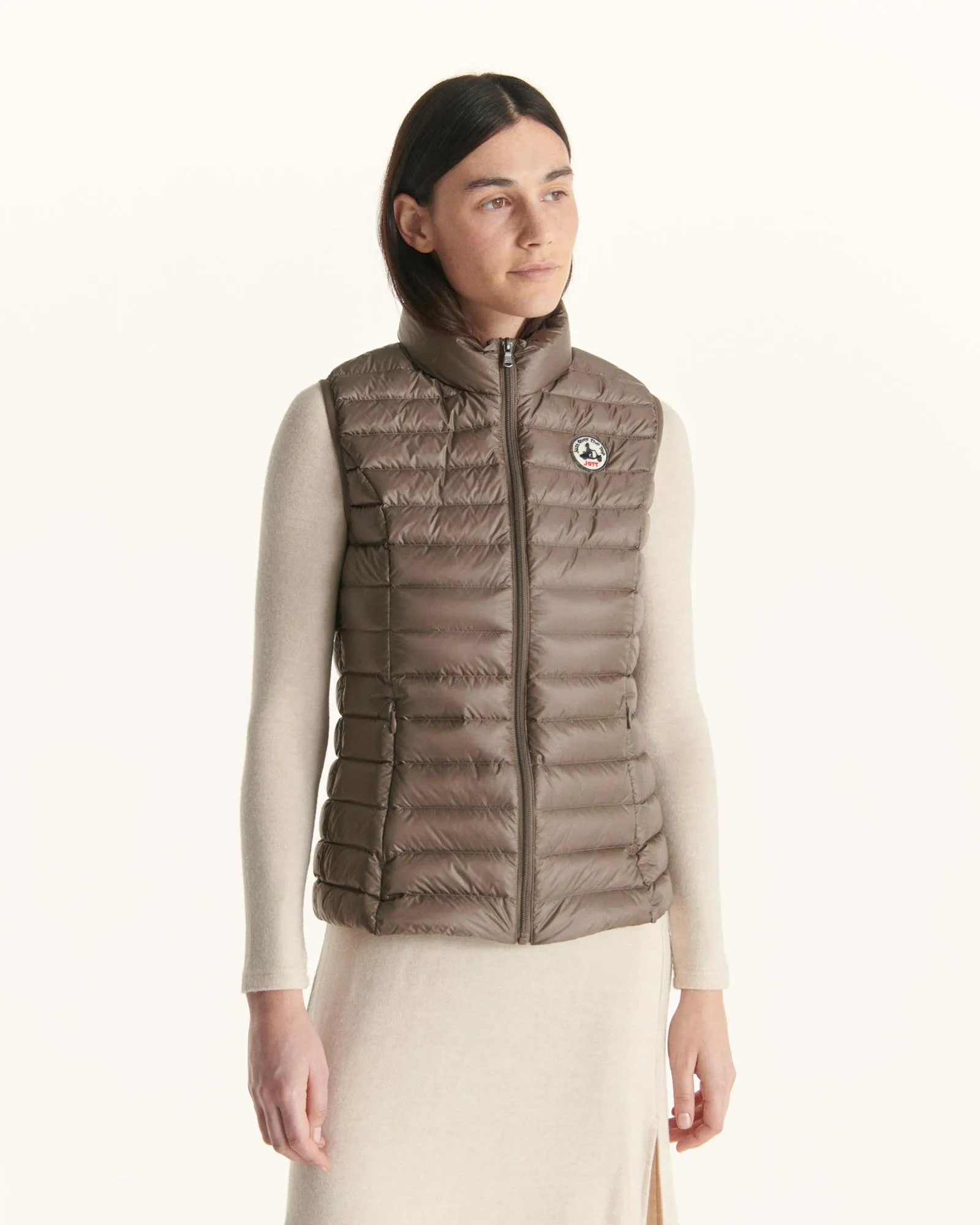 Light sleeveless down jacket Taupe Seda