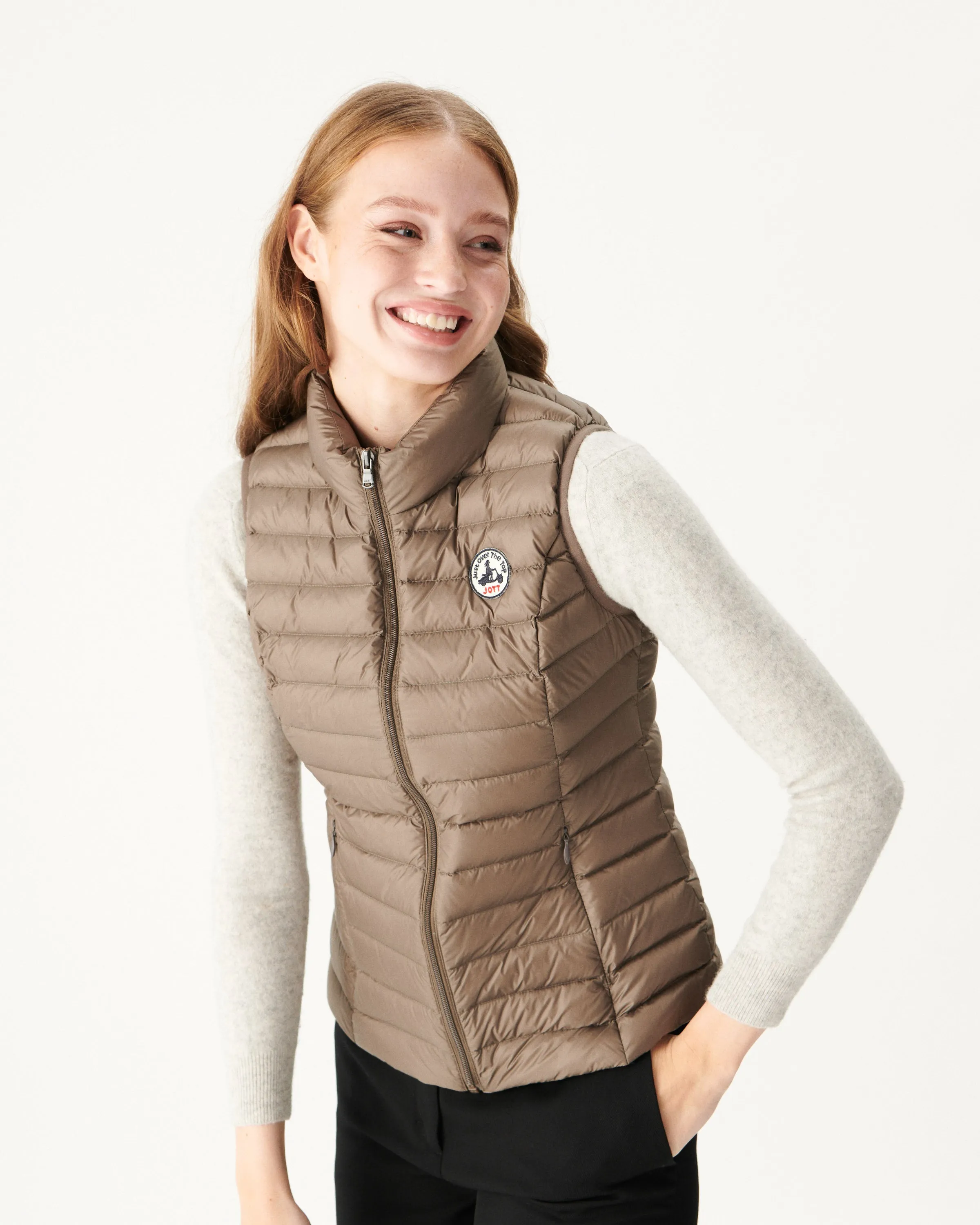 Light sleeveless down jacket Taupe Seda